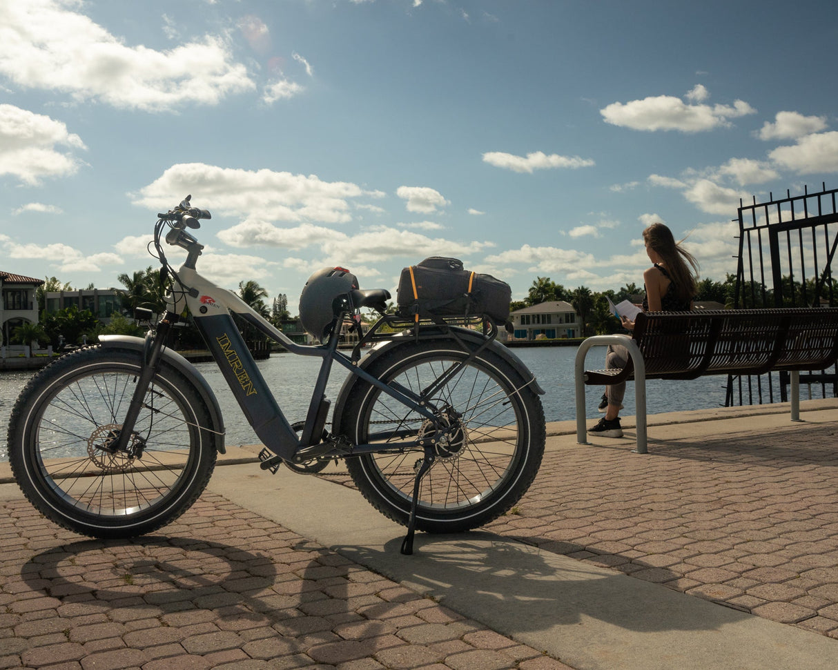 IMREN fat tyre electric bike parked with full frame visible for urban use