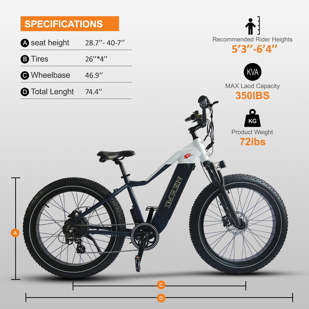 IMREN 750W Fat Tire Electric Bike | 26x4.0 All Terrain Ebike UK